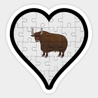 Jigsaw  Yak Heart Design - Wild Animal Yak Sticker